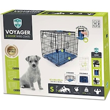 M-pets Voyager 2 Kapılı Köpek Kafesi Small Mavi 61x46x48 Cm 244-52028.01