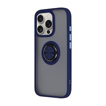 Apple iPhone Uyumlu  16 Pro Max Kılıf Montreal Yüzüklü Silikon Kapak - Lacivert