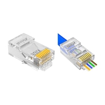Yeni Nesil Jak Cat5/Cat6 Rj45 Konnektör 100 Lü Paket Delikli