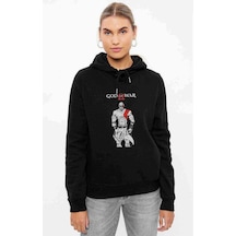 God Of War Baskılı Siyah Kadın Kapşonlu Sweashirt (528753813)