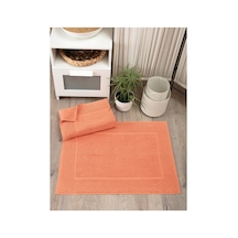 Buççin Online Mağaza 2'li Diyagonal Çizgili Ayak Havlusu Seti - %100 Pamuk Havlu Takımı - 50x70 Cm - Kiremit Pamuk Turunc Çok Renkli