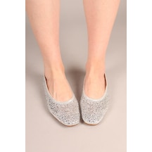 Sweetz Taş Baskılı Tül Babet Gümüş-7892 Gumus