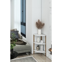 Modern İskandinav 3 Katlı Ahşap Çiçeklik & Dekoratif Köşe Rafı