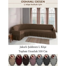 Upmall Jakarli Şal Desen 7 Kişilik L Köşe Koltuk Örtüsü, Esnek Koltuk Kılıfı, Osmanlı Desen 550cm Kahve kahve