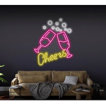 Cheers Yazılı Ve Şekilli Neon Tabela Pembe