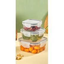 Tam Vakumlu Hava Geçirmez Sızdırmaz Kilitli Kare Saklama Kabı 3'lü Set Şeffaf 1400ml 800ml 400ml Bpafree Diğer 70992090