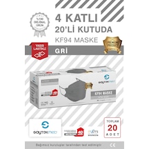 Kf94 Kore Tipi, 4 Katlı, Gri Maske, Uv Steril 1 Kutu/ 20 Adet