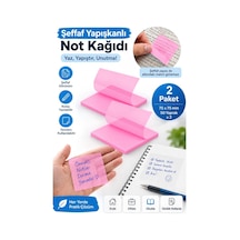 Pembe Yapışkanlı Şeffaf Not Kağıdı 50 Yaprak 2 Paket Kare Transparan Postit 75x75 Mm Yarı Saydam İşaretleyici Aydınger