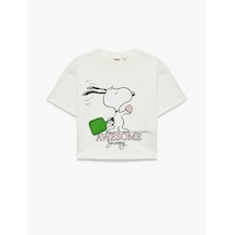 Koton Bisiklet Yaka Ekru Kız Çocuk T-shirt 6skg10157ak Ekru