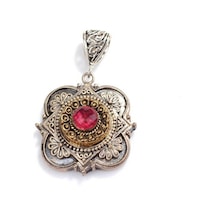 925 Ayar Gümüş ve Bronz Karışımı Yakut Taşlı Otantik Kolye Ucu 552866313