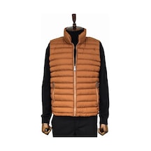 Kapitone Fermuarlı Açık Kahverengi Erkek Şişme Yelek 001