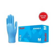 Strong-5 Pudrasız Mavi Kalın Nıtrl Eldiven - 100'lük Kutu