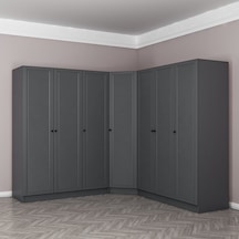 Kale 7 Kapaklı 4 Çekmeceli Köşe Dolap Antrasit Mebran Panjur 210cm Antrasit