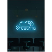 Twins Led Shawarma Yazılı Ve Şekilli Neon Tabela Buz Mavisi Model:model:40913366