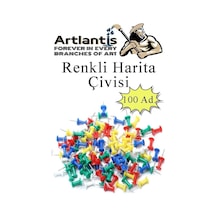 Renkli Harita Çivisi 100'lü 1 Paket Mantar Pano Raptiyesi Pano İğnesi Ofis Okul Büro