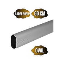 Alüminyum Oval Askı Borusu Mobilya Askı Borusu Alüminyum Oval 60cm 1 Adet En:15mm Boy:25mm Gri