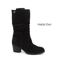 Gönderi(R) Gönderi R Kadın Siyah Süet Kalın Topuklu Körüklü Hakiki Deri Çizme Gkzc13447531 Siyah Süet