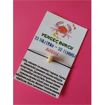 Gümüştel El Sanatları Sertifikalı Yengeç Burcu Sedef Doğal Taşlı Ip Burç Bilekliği Çok Renkli