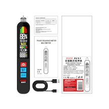 Yaozixa Bsıde Avx1 Sıcaklık Gösteren, Usb Şarjlı, 2'li 1 Faza Sıra Testeri Ve Voltaj Tespit Kalemi - Siyah