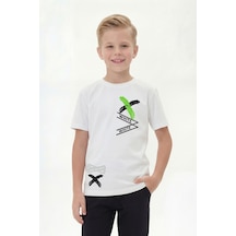 Panios Kids White Yazı Baskılı Yuvarlak Yaka Kısa Kollu Erkek Çocuk Yazlık Tişört Beyaz