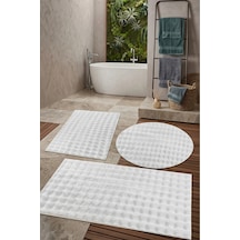 Buççin Online Mağaza Banyo Paspası Beyaz Kaymaz Taban Peluş Bubble 50x50 Cm Polyester Çok Renkli