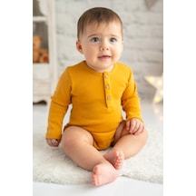 Zeyland Gots Sertifikalı %100 Organik Pamuk Önden Düğmeli Erkek Body 0 - 4Yaş - Camel