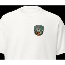 Wildstyle Uzaklara Git Renkli Vintage Dağ Doğa Macera Rozet Baskılı Unisex Bisiklet Yaka Pamuklu Tişört Beyaz