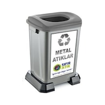Şenyayla Sıfır Atık Geri Dönüşüm Kutusu 70 Lt Gri-Metal Atıklar Gri