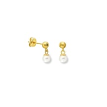 Bymissmücevherat 925 Ayar Gümüş İnci Küpe 6 Mm Gold Renk