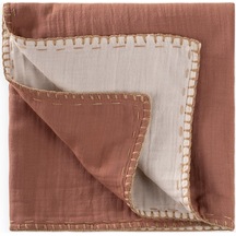 Cigit Müslin Çift Taraflı El İşili Bebek Battaniye Yıkanmıştır 100x100 CM Naturel Kahve Natürel