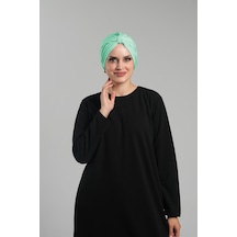 Hürrem Bone Mint Yeşili Pratik Hazır Geçmeli Tesettür Bone Sandy Pileli Salaş 2121 13 Mint Yeşili