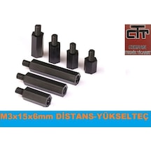 M3X15X6 Distans-Standoff Plastik Dişi-Erkek Yükselteç 24 Adet