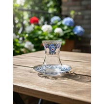 Topkapı 6 Kişilik Çay Seti, French Press Hediyeli, 9 Farklı Osmanlı Desenli Çay Bardağı Takımı 6, Topkapı Çiçekli Çok Renkli