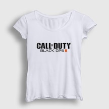Presmono Kadın Black Ops Call Of Duty T-shirt Beyaz
