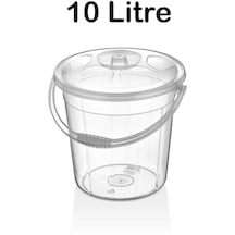 Plastik Şeffaf 10 Litre Kulplu Kapaklı Temizlik Çöp Erzak Su Kovası