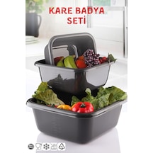 3'lü Kare Badya Seti Siyah Siyah