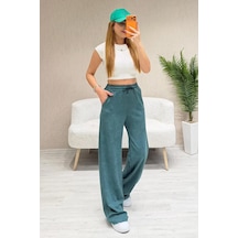 Fiolin Soft Touch Batik Boyamalı Modal Pantolon Yeşil