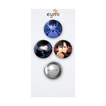 Solo Leveling Sung Jin Woo 3'lü Metal Rozet Seti 58mm İğneli Buton Çanta Yaka Rozeti Çok Renkli