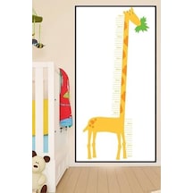 Pster21305 Zürafalı Çocuk Boy Ölçer Poster Açık Ahşap