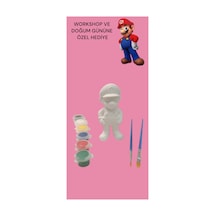 3d Süper Mario Figür Boyama Seti - Kendin Boya Hobi Ve Etkinlik Seti - Akrilik Boya + 2 Fırça
