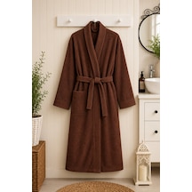 Tokyo Waffle Kimono Bornoz Unisex Spa Ve Otel Bornozu, Pamuklu, Cepli, Yumuşak Dokulu Kahverengi