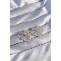 Dodes Dodes 316l Çelik Gümüş Renk Çizgili Plaka Tasarımlı Kalp Küpe Tg27bkp9041 Çok Renkli