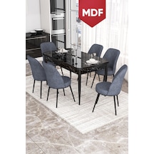 Masa Siyah Mermer Desen Sandalye Füme