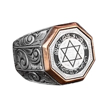 El Yapımı Solomon Mührü Gümüş Yüzük, Davut Yıldızı Yüzüğü, 925 Ayar Gümüş Yüzük, Solomon Mührü Yüzüğü Gümüş