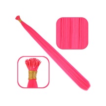 Fiber Sentetik Boncuk Kaynaklık Renkli Saç - Koyu Pembe - 100 Adet