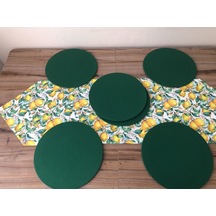 Vintage Limonlar Desenli Runner & Supla Çok Renkli