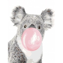 Sakız Çiğneyen Koala Sayılarla Boyama Seti 50X65 Cm (Tuvale Geril