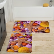 Rovigo Home Baskılı Kaymaz Taban 2 Li Banyo Paspas Takım Rvg5030-100X60-60X50 Çok Renkli