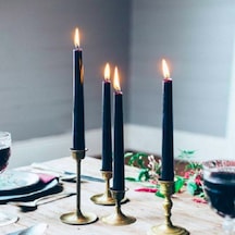 10 Pcs Chrıstmas Candle Metallıc Brıght Black Candlestıck 10 Adet Siyah Şamdan Mumu Yılbaşı Mumları Renkli