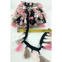 FdayAksesuar Pembe Bej Krem Pamuklu Saçak Püskül En 4 Cm 1 Metre FRDY15600